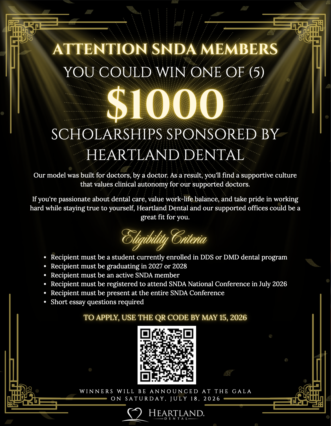 Heartland Dental SNDA 2026 Scholarship Flyer