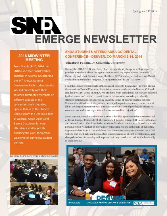 Spring 2016 EMERGE newsletter cover
